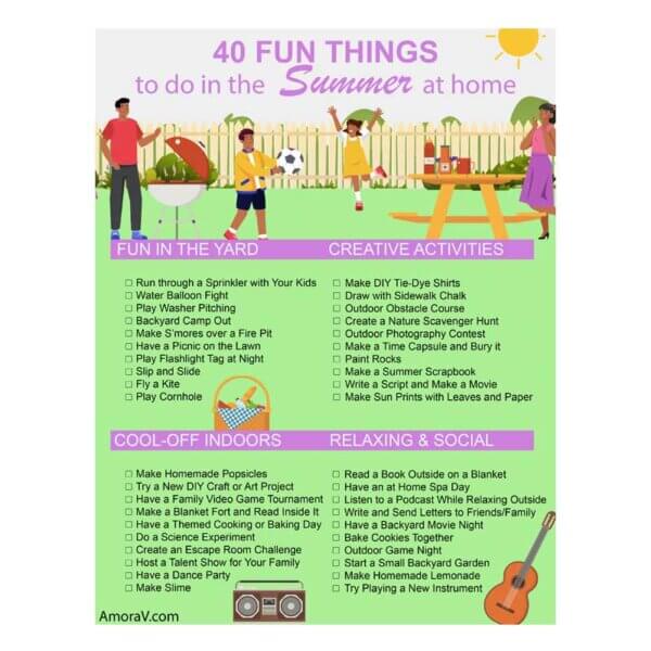 40 Fun Things to do in the Summer at Home