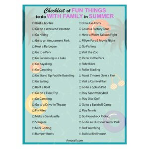 Checklist of Fun Things to do with Family in Summer
