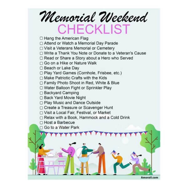 Memorial Weekend Checklist