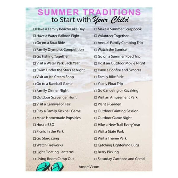 Checklist of Summer Traditions to Start with Your Child