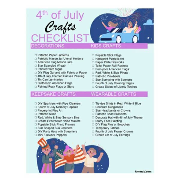 4th of July Crafts Checklist