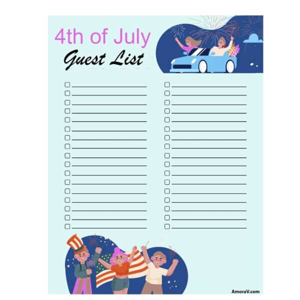 4th of July Guest List